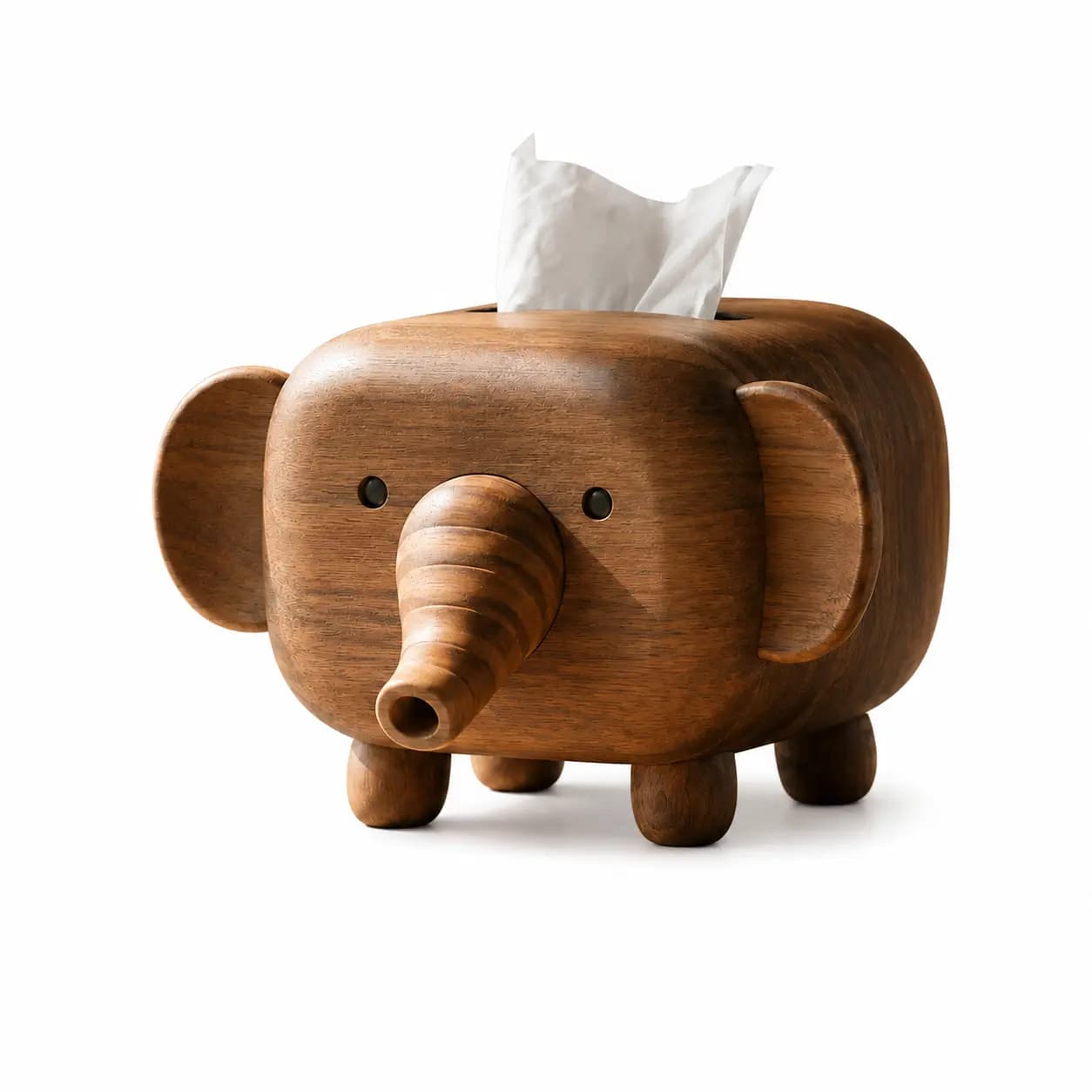 Wooden Elephant Tissue Holder